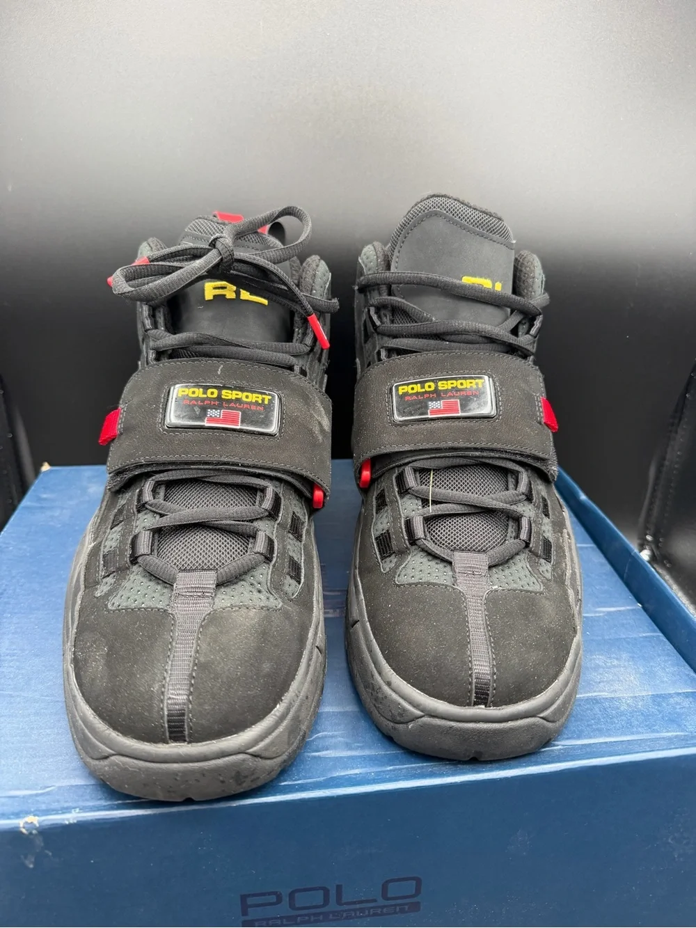 Polo by Ralph Lauren Black Sneakers with Red & Yellow Accents